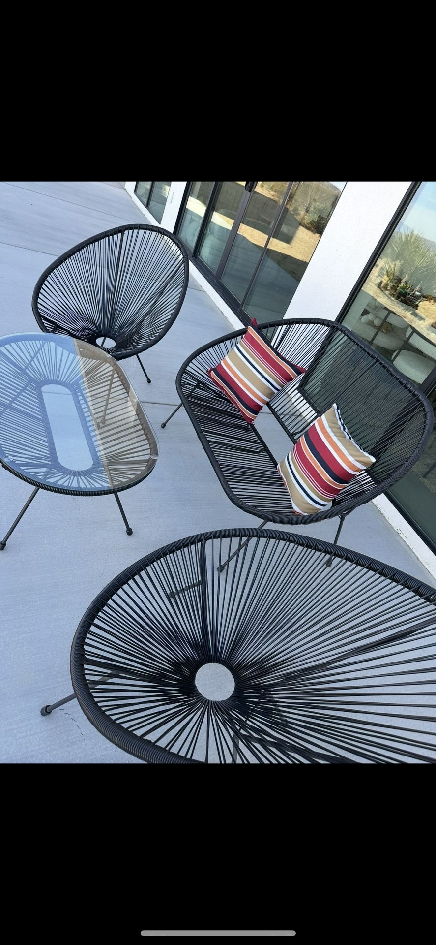 Modern Outdoor Chair and Table Set Black