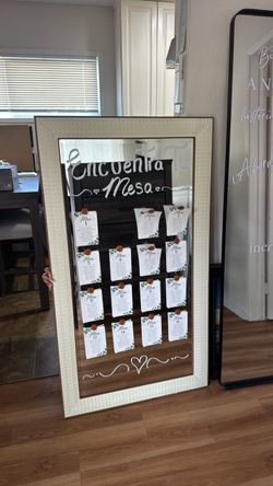 Large Framed Mirror Wedding Seating Chart