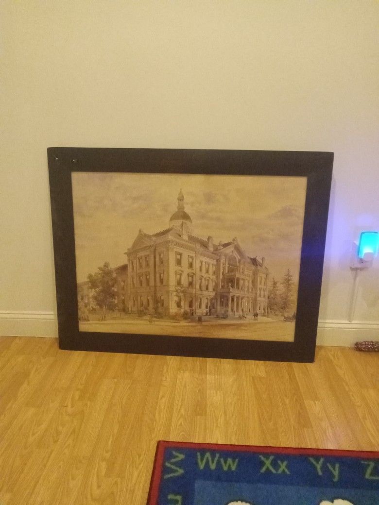 1892 Vintage painting of the state capital building 