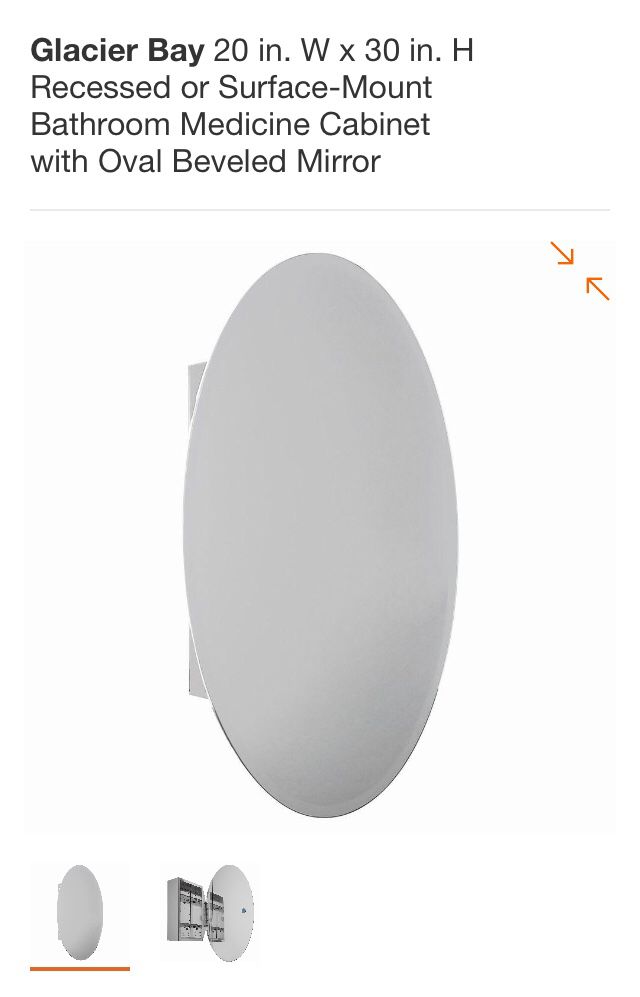 20 IN RECESSED OR SURFACE MOUNT BATHROOM MEDICINE CABINET WITH OVAL BEVELED MIRRORS