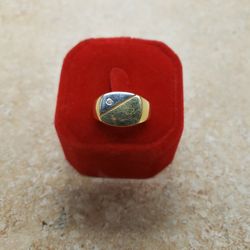 18k Yellow And White Gold Diamond Chip Ring 