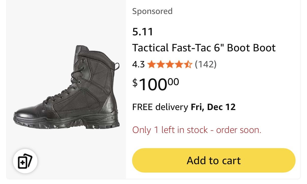 10.5 5.11 Tactical Fast-tac 6” Work Boots