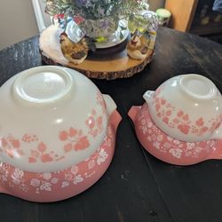 Vintage Pyrex Pink Gooseberry Princes Bowl Set