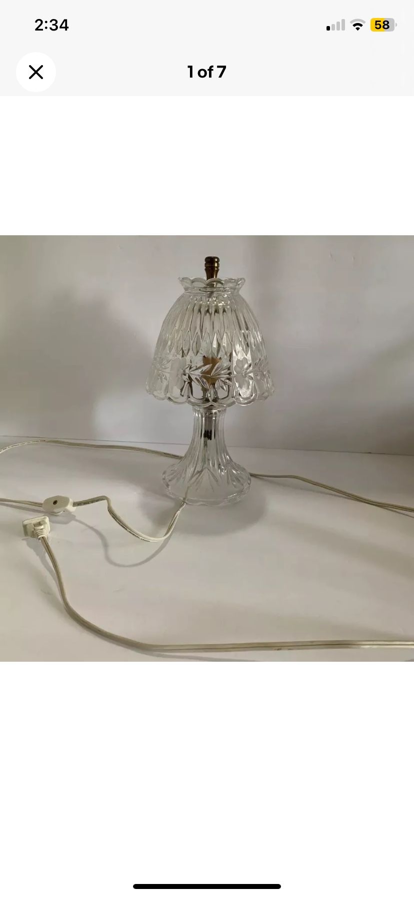 Vintage Mini Glass Lamp Floral Design On Shade Electric
