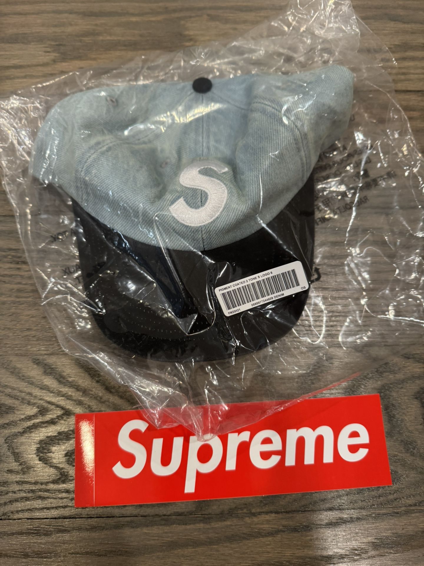 Supreme Pigment Coated 2 Tone S Logo Cap Denim FW25 One Size ~ NEW, SEALED