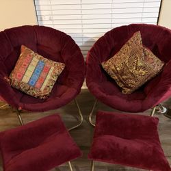Saucer Chairs With footrest And Cushions 