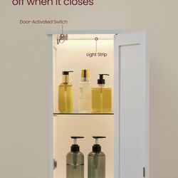 Bathroom Tall Storage Cabinet with Lights,
