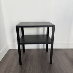 Small nightstand shelf table, 14”L x 10.5”W x 18”H lightweight metal minimalist black