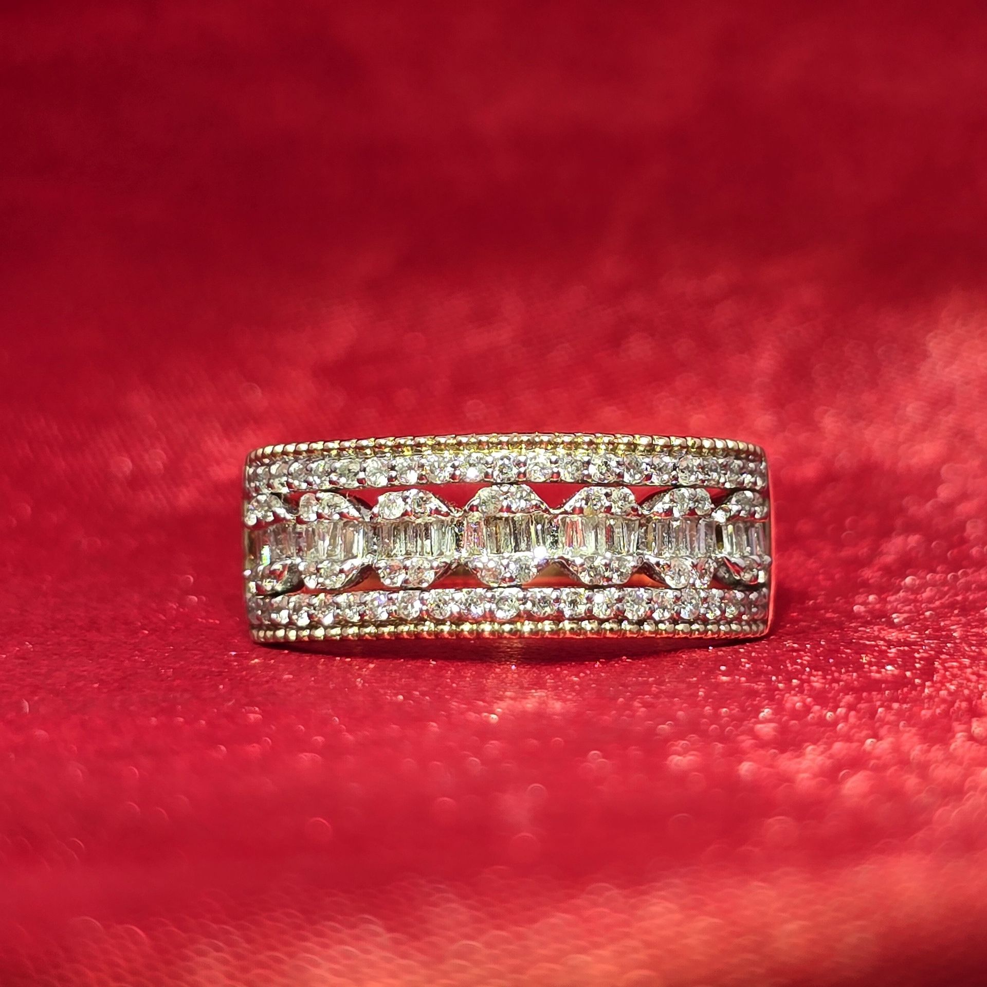 10k Yellow Gold Diamond Round Baguette Ring 0.50ctw