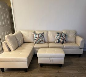 Living Room Set Beige L-Shaped