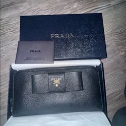 PRADA Long Wallet 1M0506 Saffiano Leather NERO Black Ribbon