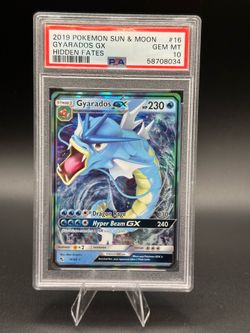 PSA 10 Gem Mint GYARADOS GX 16/68 POKEMON 2019 SUN & MOON HIDDEN FATES