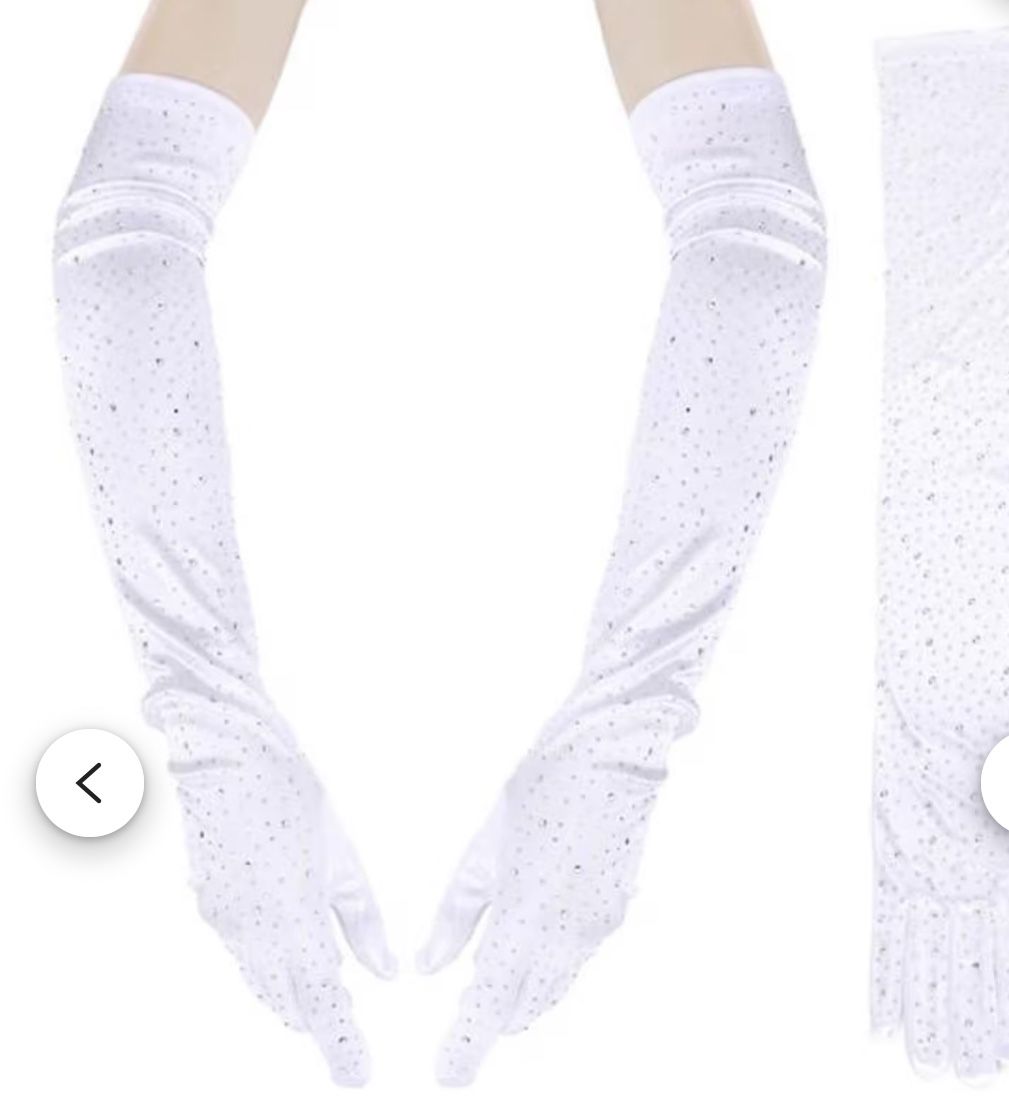 Rhinestone White Gloves