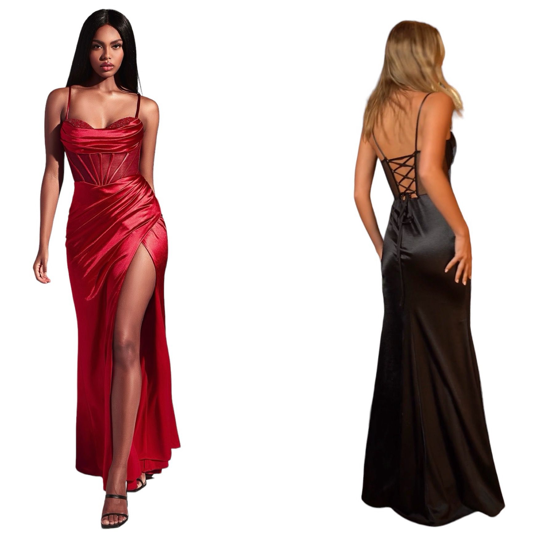 New With Tags Satin  & Sequin Long Formal Dress & Prom Dress $199