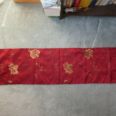 Elegant Table Runner Red Embroidered 14" X 58"