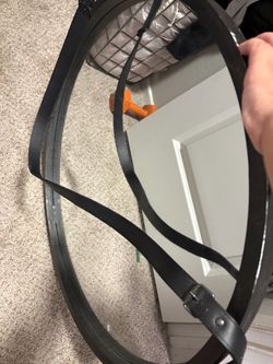 Round Wall Mirror with Leather Strap
