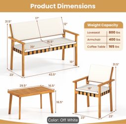 4-Piece Outdoor Patio Furniture Set Off White