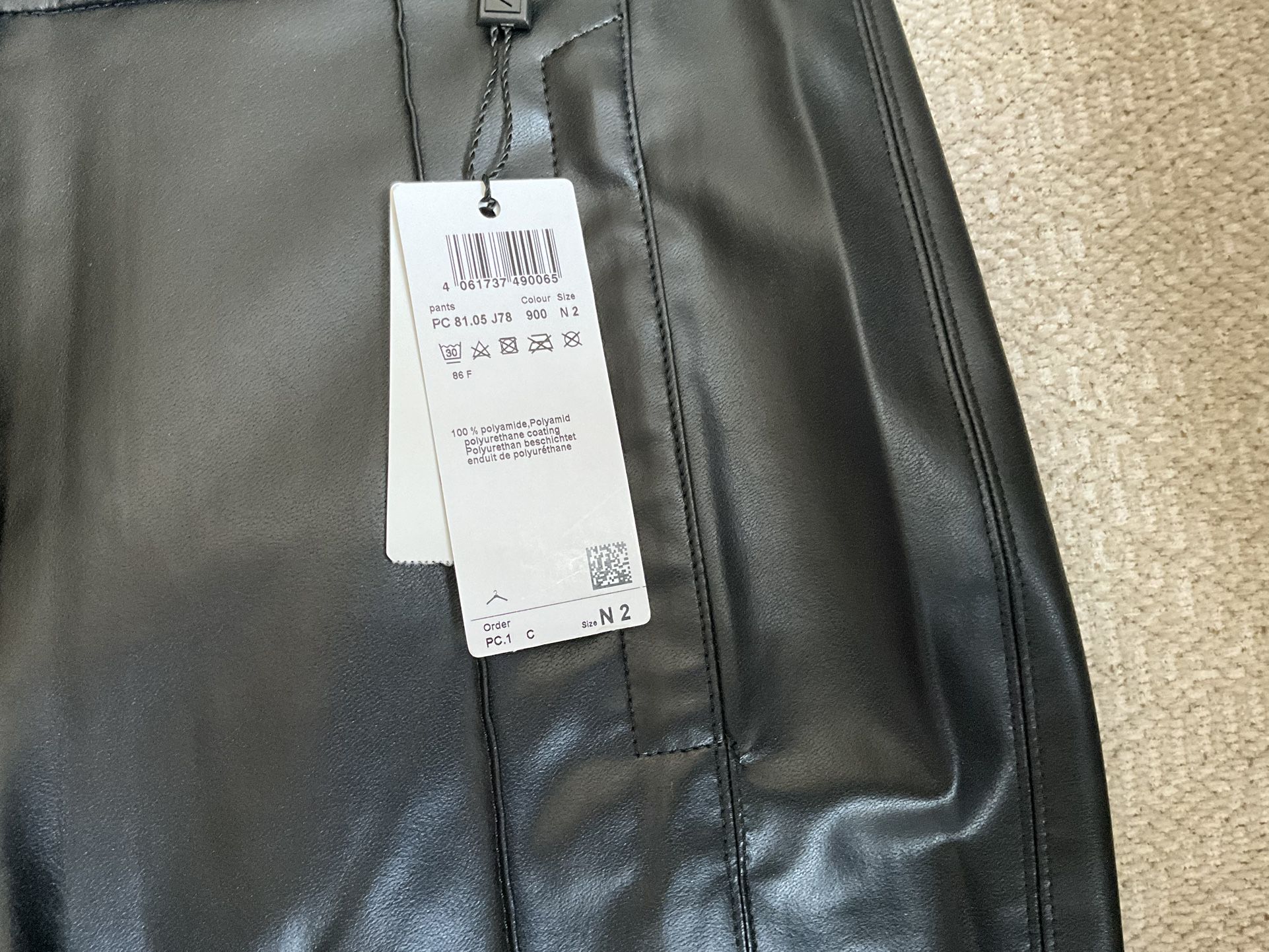 Marc Cain Women’s Faux Leather Pants Size N2 Or Size 6 US 