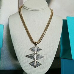 Authentic GRAZIANO Gold Statement Necklace 22"