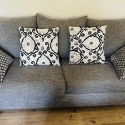 Dark Grey Couch With Pillows