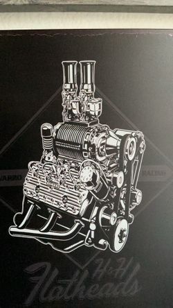 Flat head engine metal sign