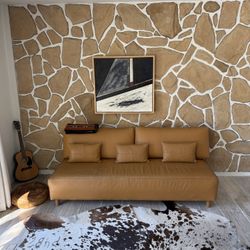 Genuine tan leather couch