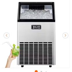  100 lbs./24H Commercial Freestanding Ice Maker with 33 lbs. Storage Bin in Stainless Steel