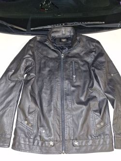 KH SCHOARROW KNHOR Black Jacket W/Pewter Hardware & Fur lining, Size: L/XL, New $45