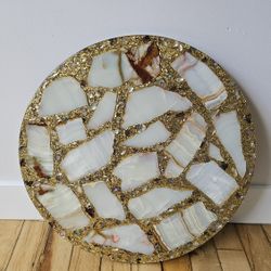 Vintage Arturo Pani Abalone, Onyx, and Gold Leaf Cocktail Table