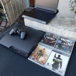 New Conditions 500GB Playstation 3 Slim PS3 With 1 Control & 4 Games $200! $420! With monitor. Trade for Pokémon collection