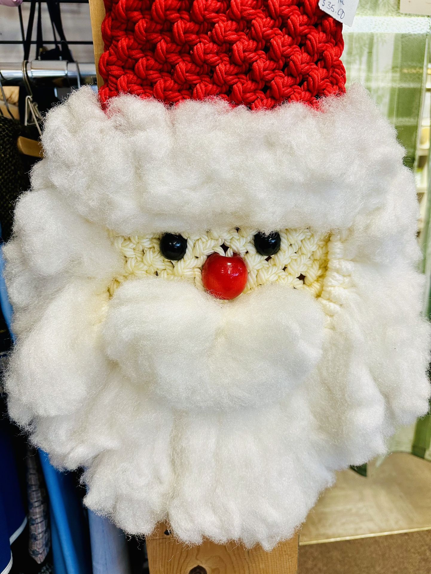 Vintage Hanging Macrame Santa