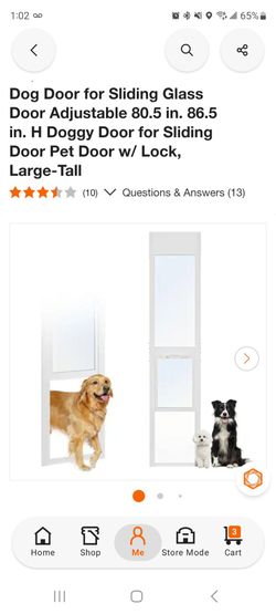 Dog Door for Sliding Glass Door Adjustable 80.5 in. 86.5 in. H Doggy Door for Sliding Door Pet Door w/ Lock, Large-Tall