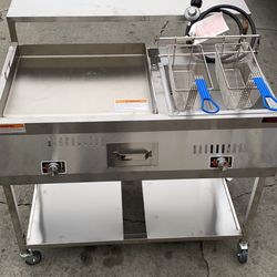 Stainless Deep Fryer With 2 Baskets And Hose With Griddle