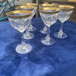 Vintage Moser Crystal Wine Glasses with 24K Gold Rim – Set of 6