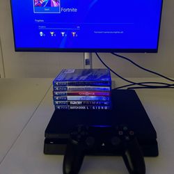 PS4 Slim 500GB System W/ Controller 6 Games & Monitor