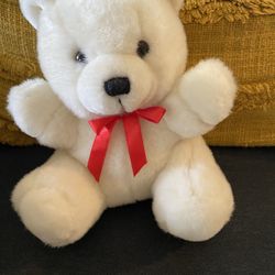 Small White Stuffed Bear/ Read Description 