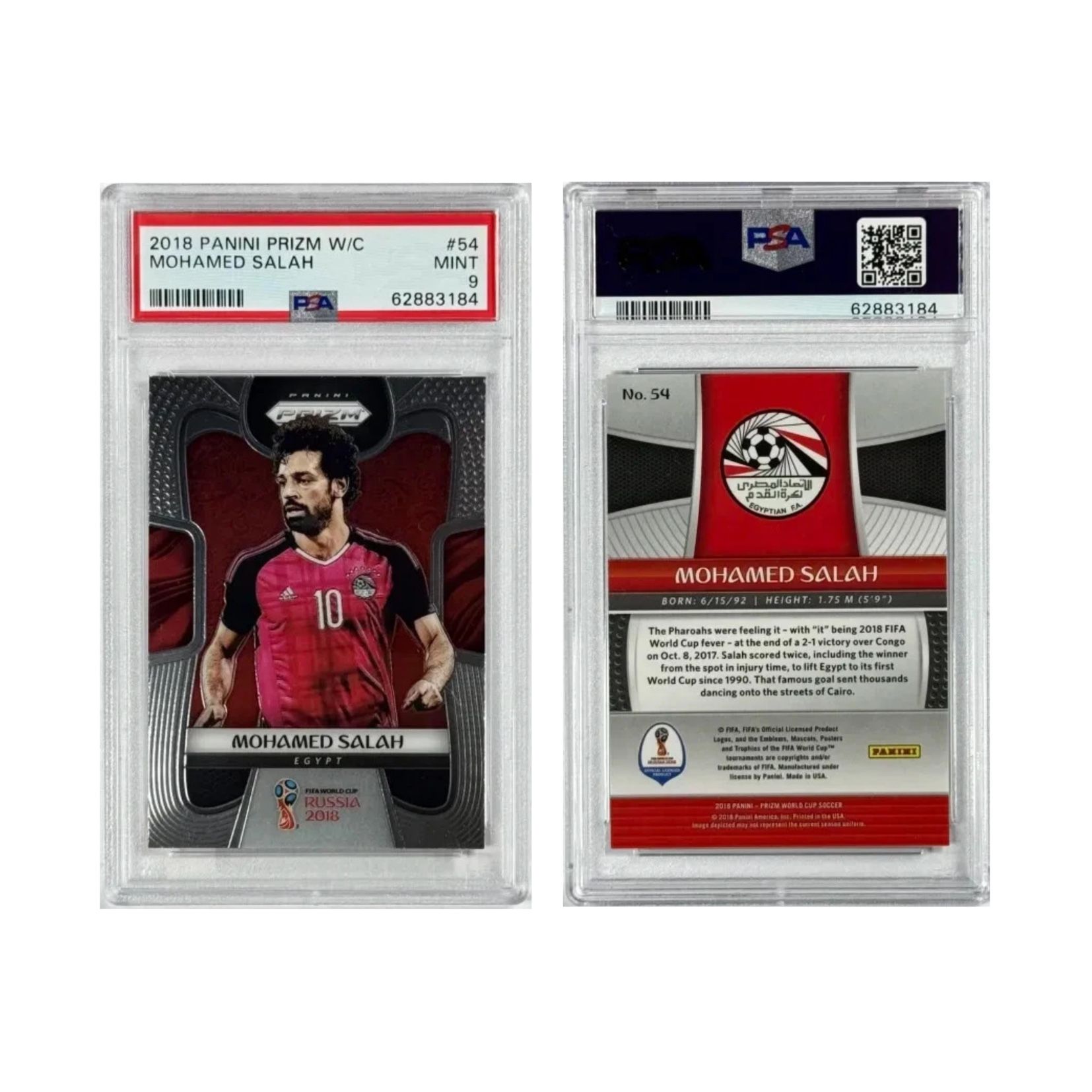 Mohamed Salah 2018 Panini Prizm World Cup #54 PSA 9 (MINT) Soccer