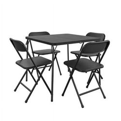 COSCO 5-Piece Solid Resin Folding Table & Chair Dining Set, Black, Indoor & Outdoor,  New In Box