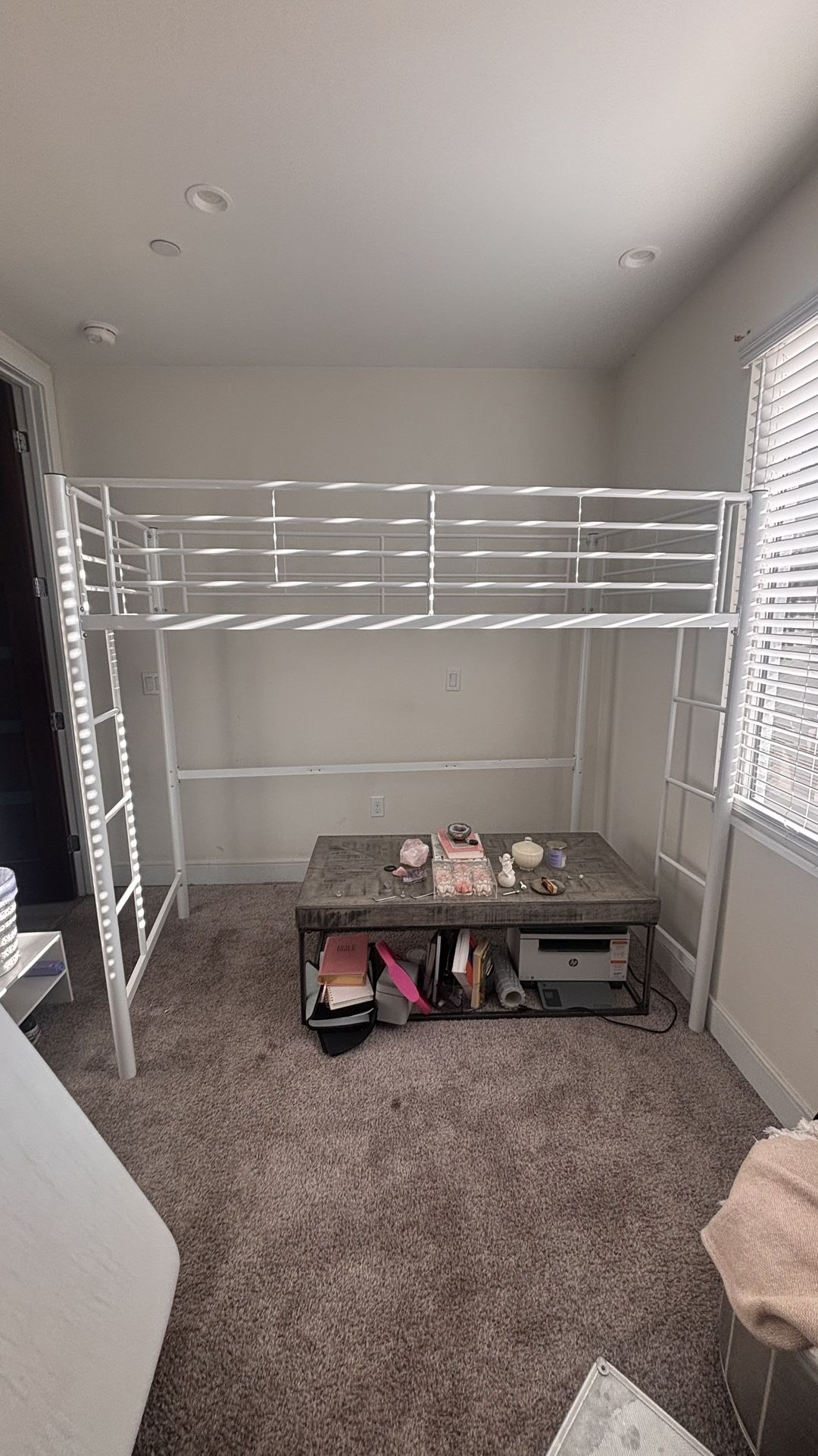 White Twin Loft Bed