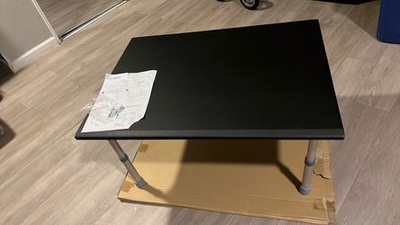 Black Desk with Adjustable Metal Legs
