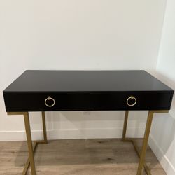 Black and Brass modern console table with two drawers