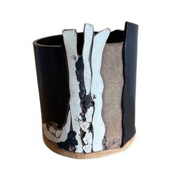 Vintage MCM Signed Lechay Art Pottery Vessel Abstract Modernist Sculptural 9.5"