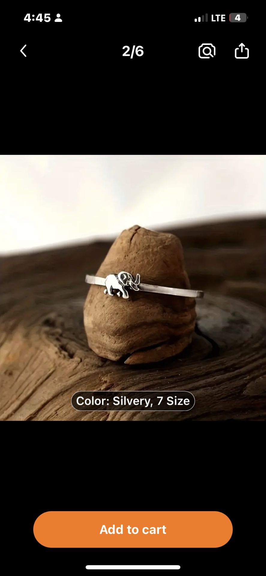 Silver Tiny Elephant Ring. 