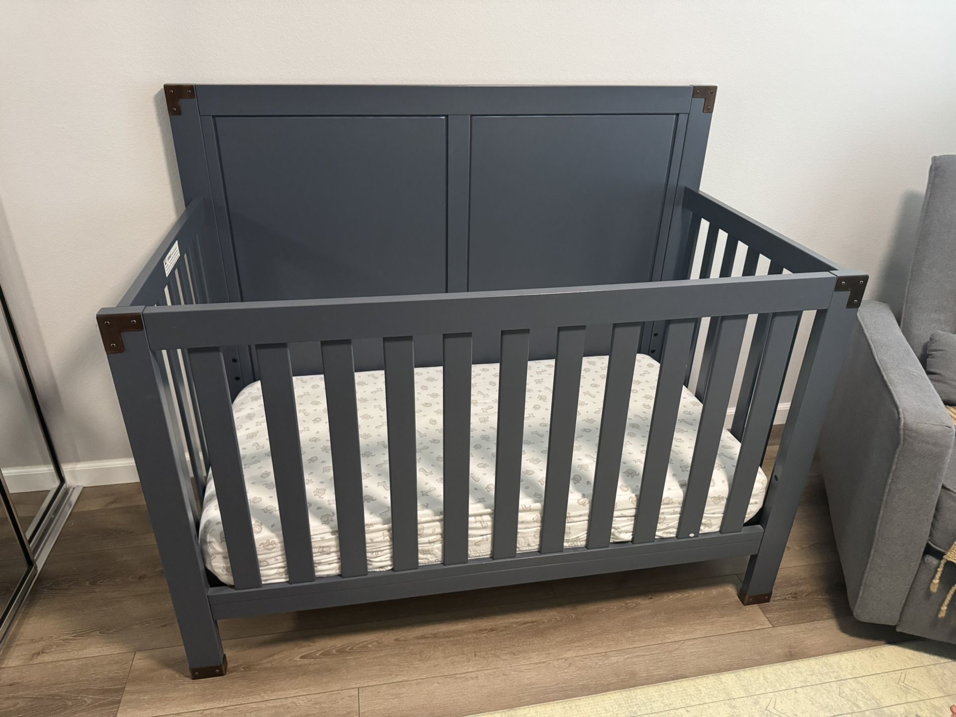 Blue Crib And Mattress