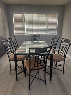 Glass dining Table with 6 chairs