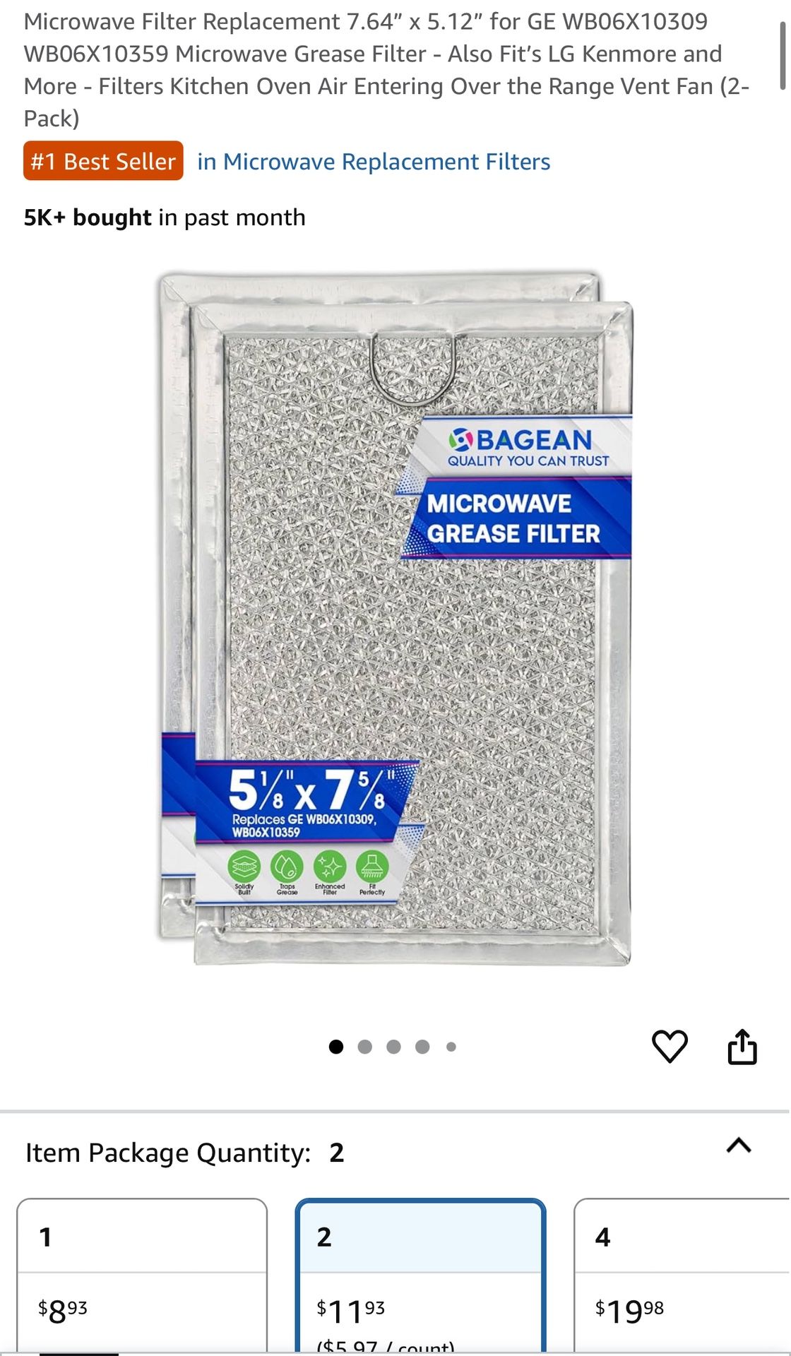  Microwave Filter Replacement 3 Sears Kenmore LG Whirlpool Maytag Amana and KitchenAid