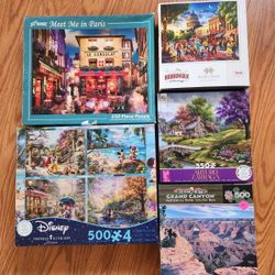 Puzzles 8 Total Disney (4 In Box)  And 4 Scenic