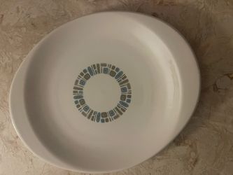 Vintage White Ceramic Plate with Blue Pattern