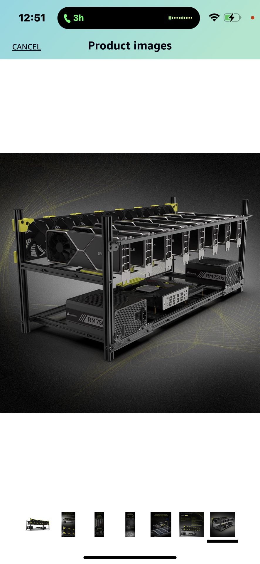 Veddha 8 GPU Aluminum Stackable Open Air Mining Computer Frame Rig Ethereum  (V4C 8 12GPU)