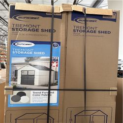 Tremont 8 ft. W x 10 ft. D Plastic Resin Storage Shed with Floor (86 sq. ft.) in Ice Cube (White)